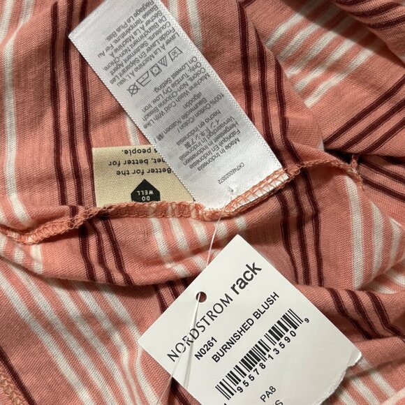 NWT New Madewell Striped V-Neck 100% Cotton Pink T-Shirt Top XS - Picture 8 of 9